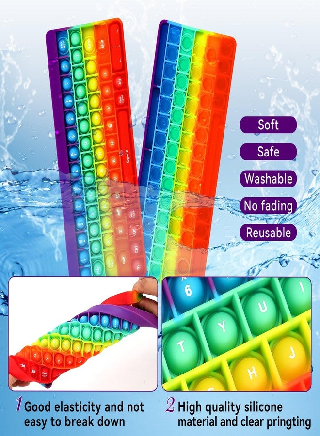 DEARIDAP Rainbow Keyboard Shape Silicone Squeeze Toys, Bubble Fidget Sensory Toys, Anxiety & Stress Reliever Autism Toy for Kids Adults School Classroom Gift Party Favors - Image 5